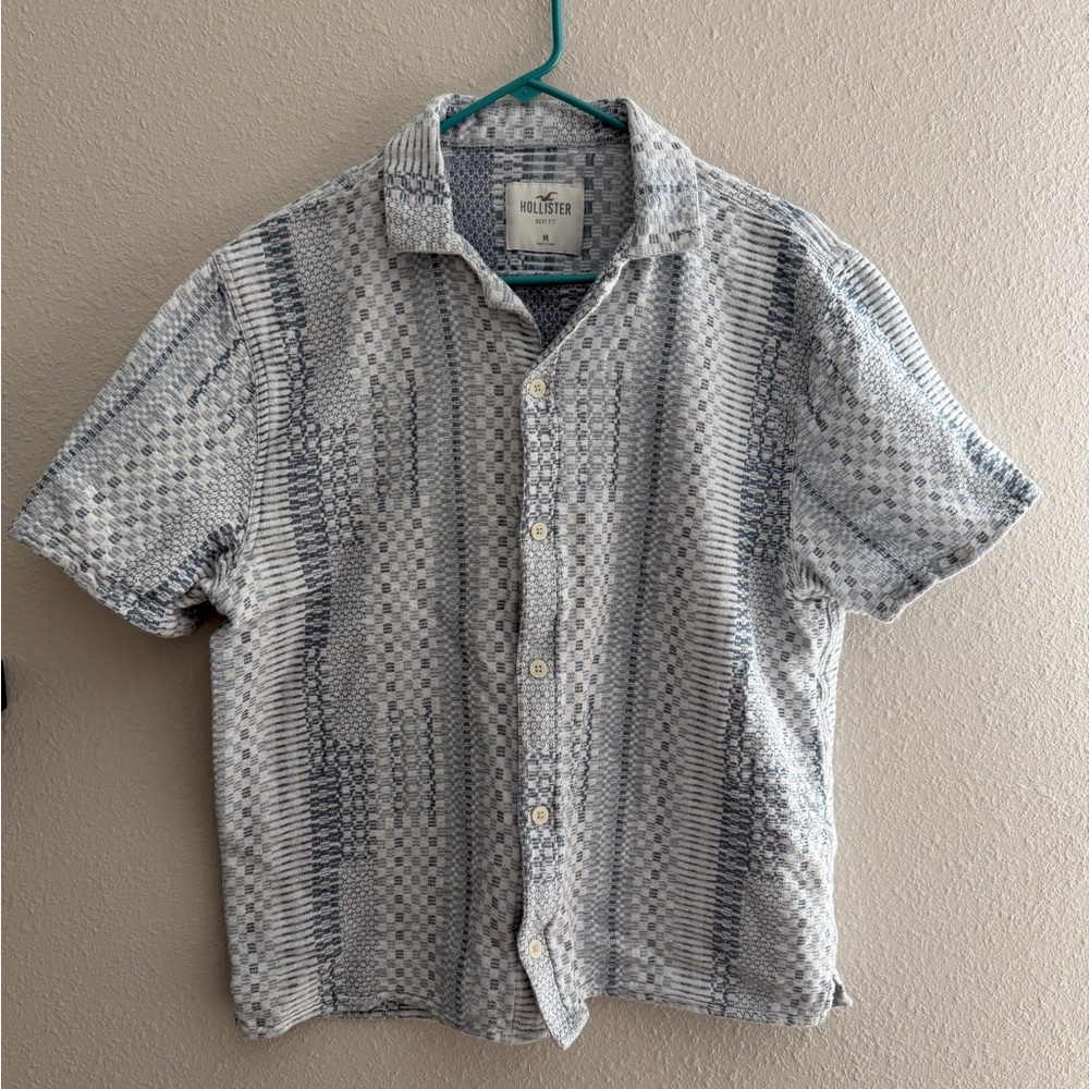 Hollister Blue and White Casual Button Down Shirt
